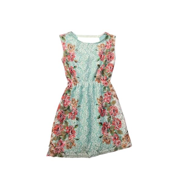 Nisan Teal Floral Sleeveless Dress - Size 36 (Small) - Picture 1 of 6